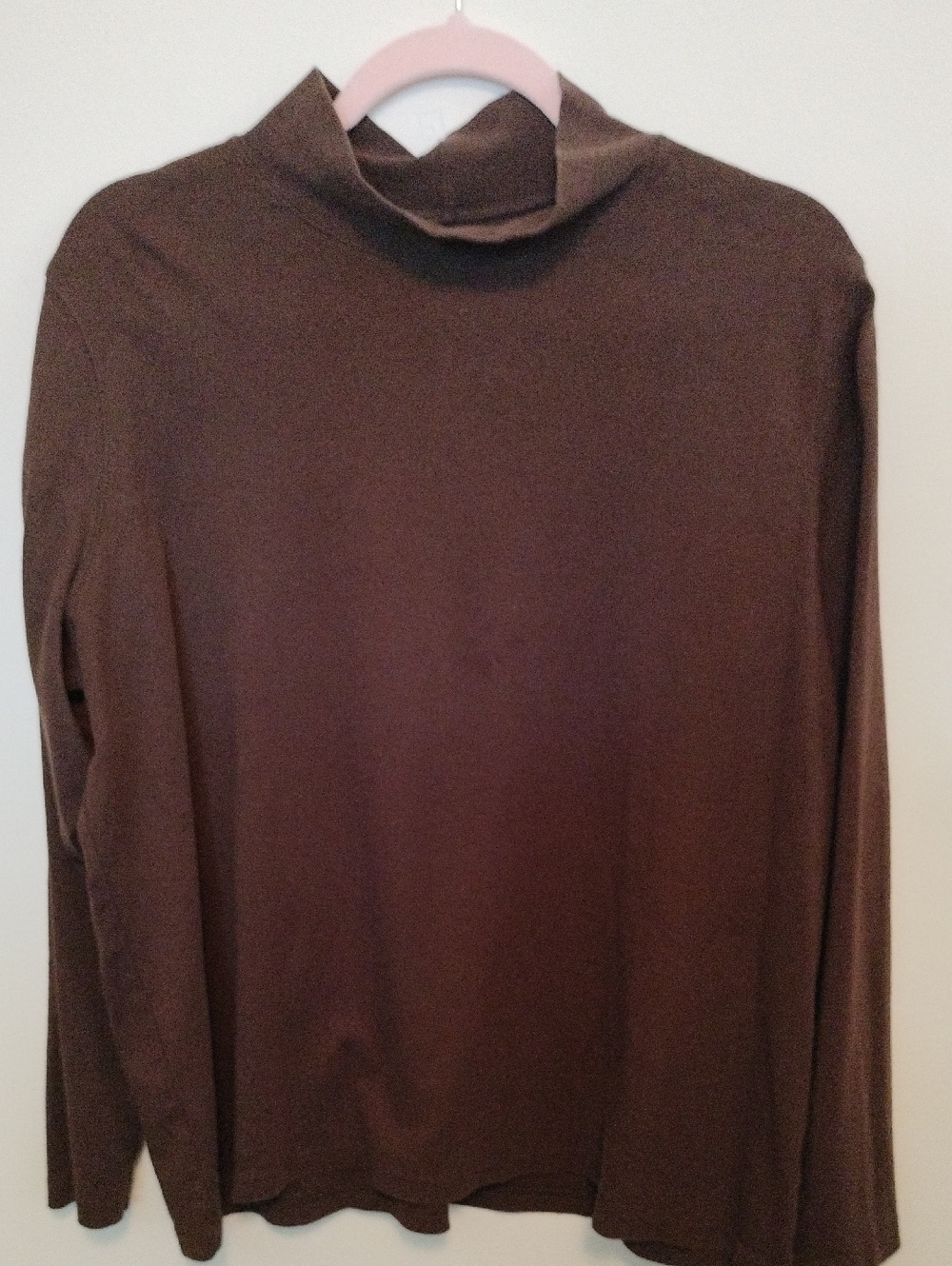Brown Faux Turtleneck Ladies Lightweight Shirt /Sweater